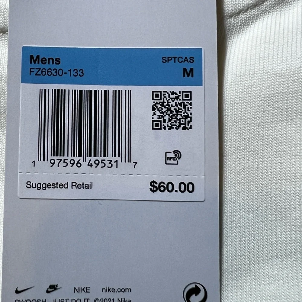 Nike‎ Men’s White Long Sleeve Henley Shirt Snap Button Size Medium